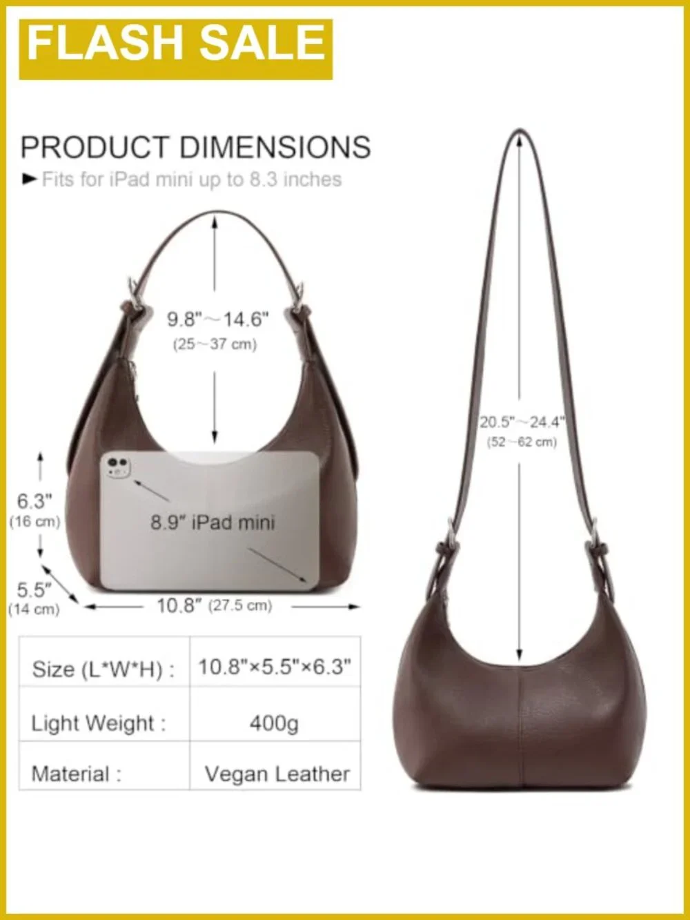 Hobo Shoulder Bag Women Slouchy PU Leather Crossbody Purse Vegan
